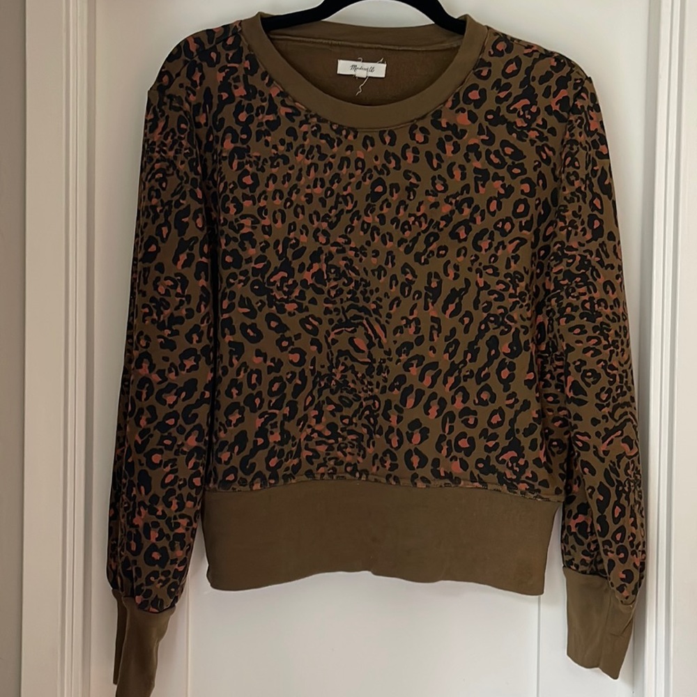 Madewell Banded Sweatshirt in Jungle Cat Cropped